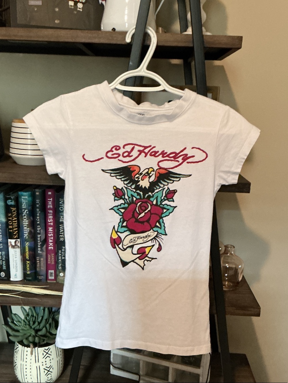 Ed Hardy White Baby Tee Size S